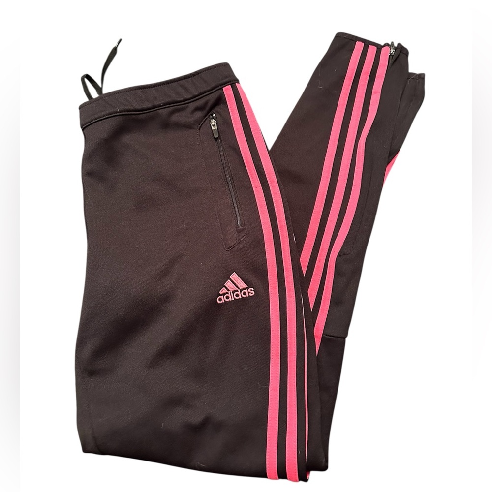 Adidas women’s Joggers Black with Pink Stripes